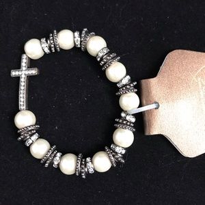 Believe In Bracelet with Cross and Beads
